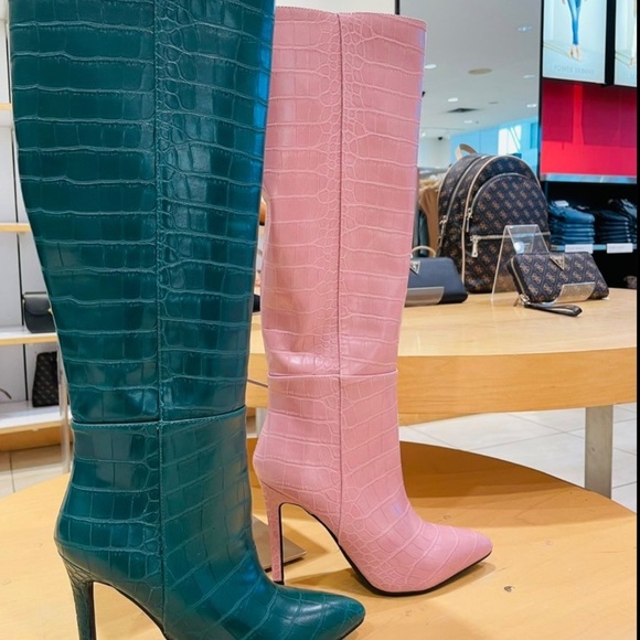 Guess Shoes - Women’s Guess Dayton Knee high Croc print pink Boots -Size 37